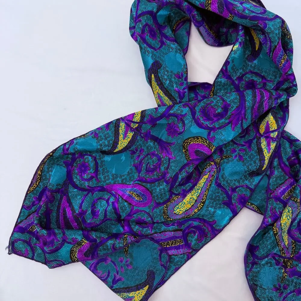 Vintage Blue & Purple Paisley Head Scarf